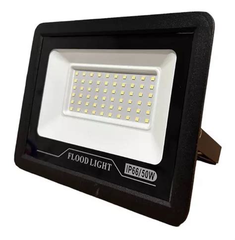 Reflector Led 50w Ultradelgado Exterior Alta Potencia Negro IP66