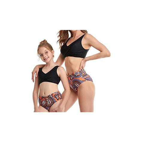 Wangscanis Costume Da Bagno Per Madre E Figlia Bikini Set Pezzi Crop Top Senza Maniche Off