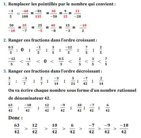 Les Nombres Rationnels Exercices Corrigés Pour 2ac