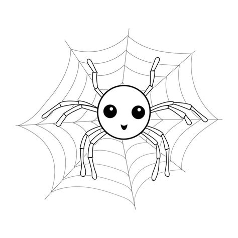 Spider On Spider Web Line Art Coloring Pages For Kids 30192012 Vector
