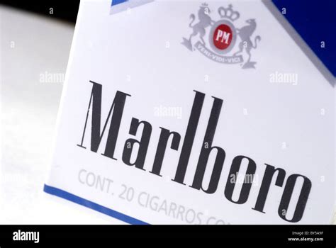 Close Up Of A Marlboro Pack Of Cigarettes The Blue Edition Sold In