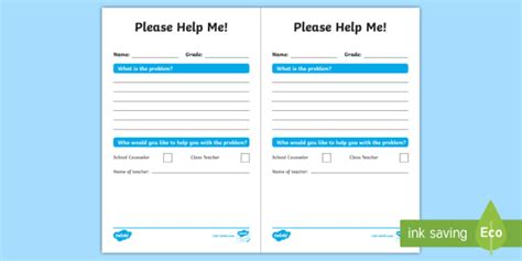 Please Help Me! Note to the Teacher