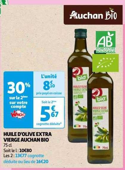 Promo Huile D Olive Extra Vierge Auchan Bio Chez Auchan Icatalogue Fr