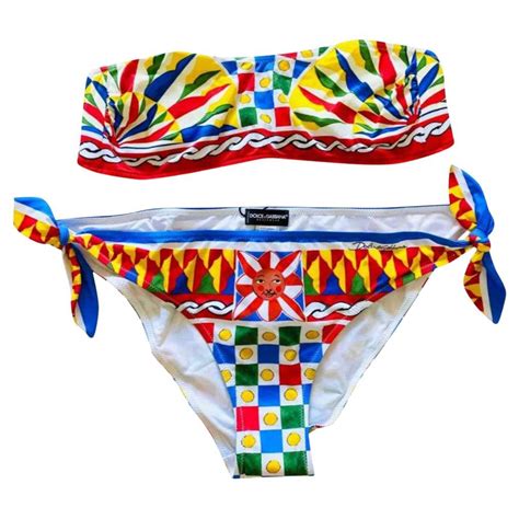 Dolce And Gabbana Sicily Majolica Geranium Swimsuit Swimwear Bikini