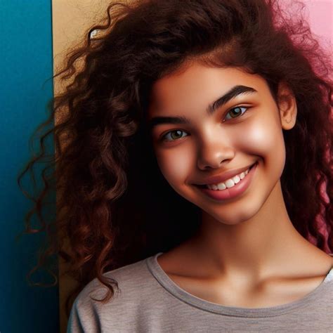 Premium Photo A Brunette Model Curly Hairstyle
