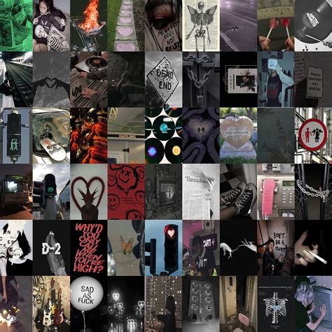 100 PCS Goth Aesthetic Wall Collage Kit Grunge Wall Collage Kit