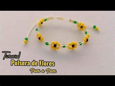 Tutorial Pulsera De Hilo Mostacilla Y Cristal En Forma De Flor Hilo