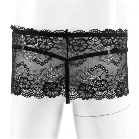 Iixpin Sissy Homme String Sexy Dentelle Et Mini Jupe Transparente Courte Lingerie Erotique