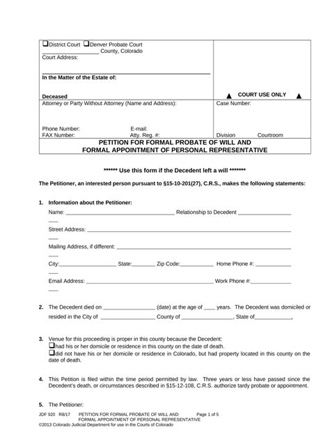 Petition Probate Will Doc Template Pdffiller