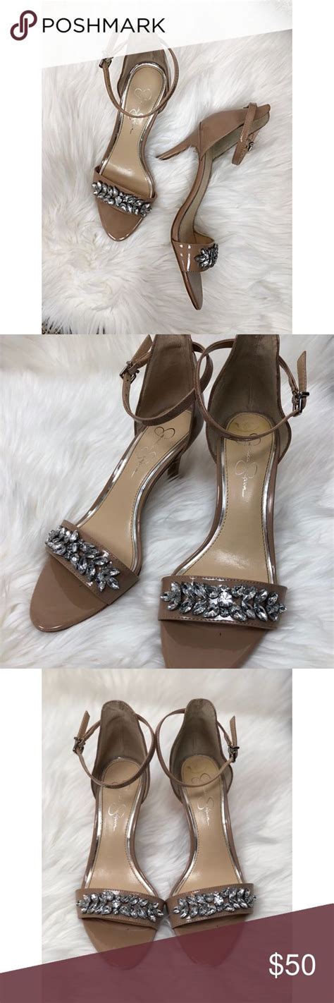Elegant Jessica Simpson Nude Jeweled Pump Size