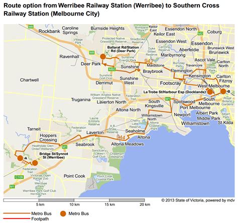 Route Option From Werribee Railway Station To Southern Cross Railway