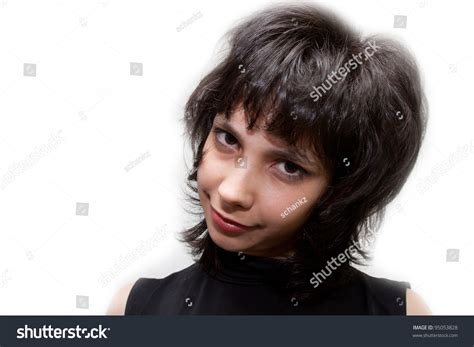 Brunette Girl On White Background Portrait Stock Photo 95053828 Shutterstock