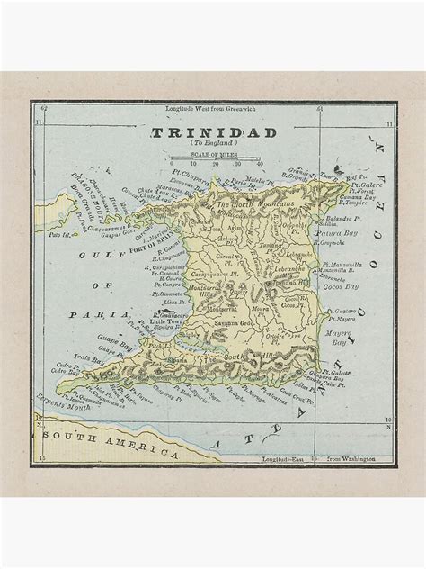 L Mina Met Lica Mapa De La Isla De Trinidad Vintage De