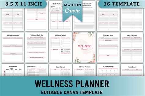 Editable Wellness Planner Canva Template Graphic By Nr Creative Shop · Creative Fabrica