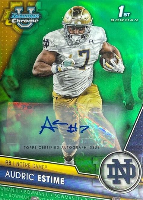 Audric Estime 2023 Bowman Chrome University 171 Prospect Auto Green