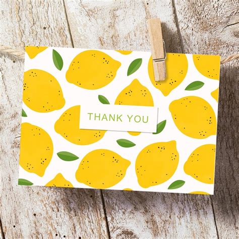 Pack Printed Lemon Thank You Cards With Envelopes Etsy