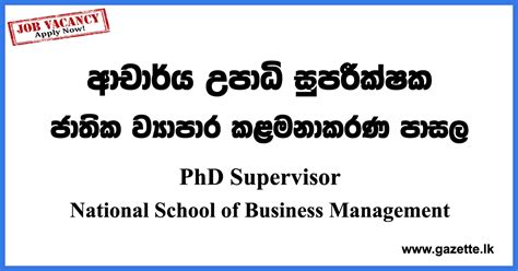 Phd Supervisor National School Of Business Management Vacancies 2023
