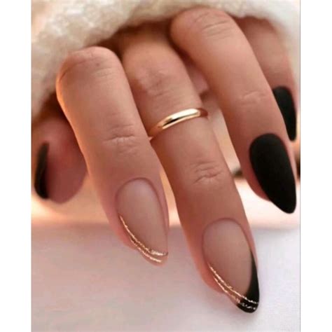 Unhas Postiças Decoradas Preta Nude Brilho Shopee Brasil
