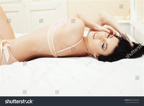 Sexy Beautiful Brunette Woman Lying Bed Stock Photo 384483658 Shutterstock