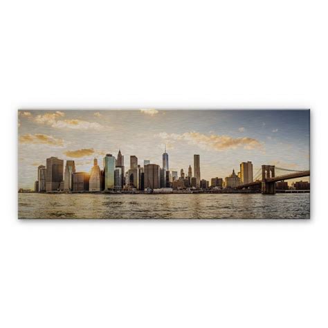 Alu Dibond Silver Effect Manhattan Sunset Wall Art