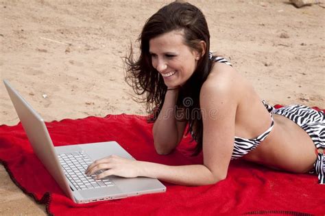 Bikini And Laptop Stock Image Image Of Adult Attractive 14585439
