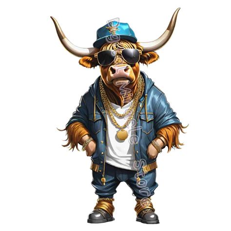 Funny Cow PNG, Gangster Cow, Cool Cow, Streetwear Cow, Hip Hop Cow