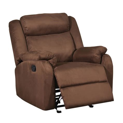 Contemporary Chocolate Microfiber Glider Recliner W Padded Headrest