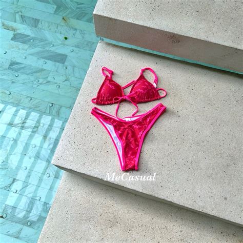พรอมสง Bikini บกนสายฝอ ชดวายนำทพชพมพลาย flora print ส Shopee Thailand
