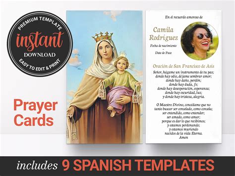 Prayer Cards, Spanish Prayer Cards, Catholic Prayer Cards, Personalized ...