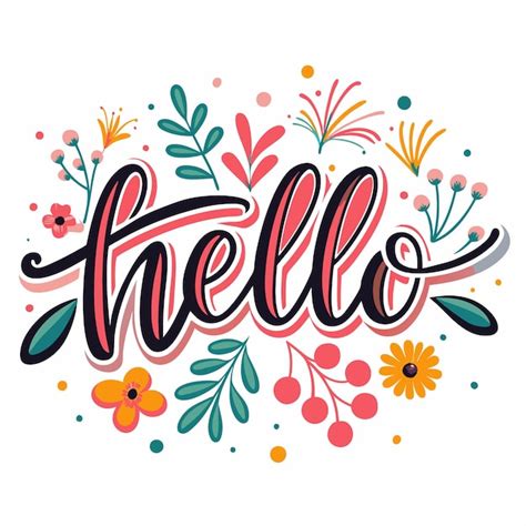 Hello greeting card with colorful floral design | Premium AI-generated ...