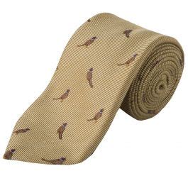 Gold Brace Of Pheasants Woven Silk Tie Men S Country Clothing