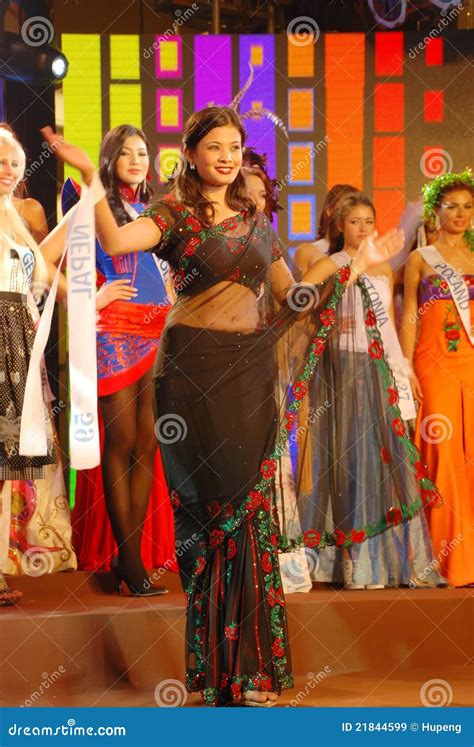 Miss Nepal Wearing National Costume Editorial Stock Image - Image: 21844599