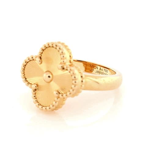 van cleef  arpels vintage alhambra ring guilloche  yellow gold