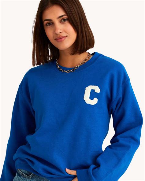 Royal Blue Sweatshirt Initial Mini Curl Anitials