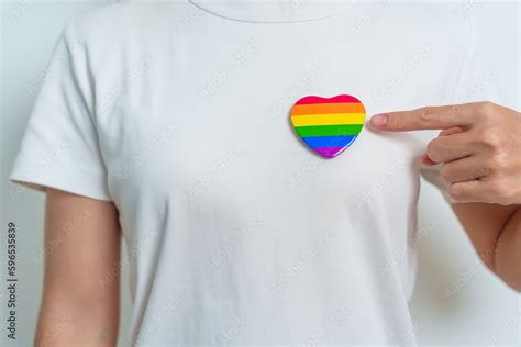 LGBT Pride Month Concept Or LGBTQ Or LGBTQIA With Rainbow Heart Shape For Lesbian Gay