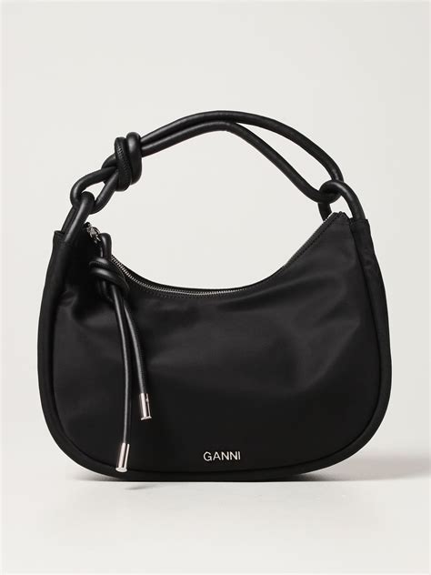 Ganni Knot Hobo Bag In Recycled Nylon Black Ganni Shoulder Bag A3598 Online On Giglio