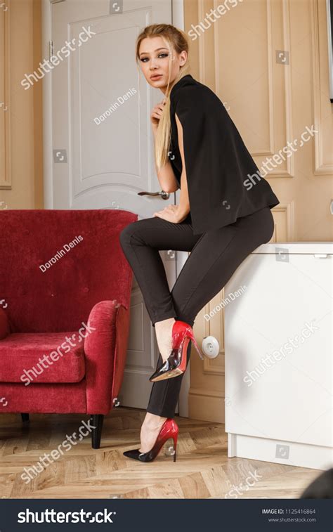 Beautiful Blonde Girl Sexy Business Suit Stock Photo Shutterstock