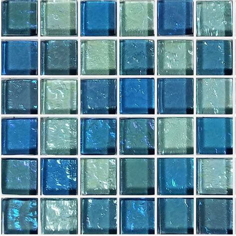 Blue Blend 1 X 1 Mosaic Tile Gg82323b18 Glass Tile For Pools