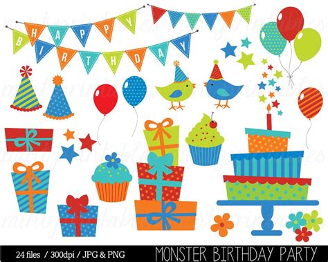 Birthday Clipart, Birthday Clip Art, Bunting Clipart, Birthday Party, Birthday Cake, Invitation ...