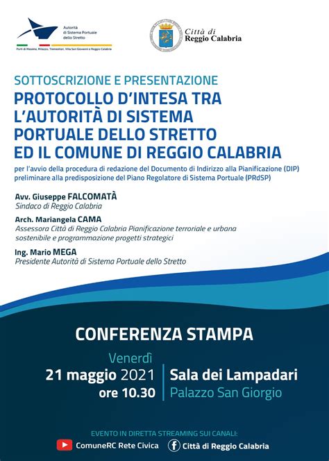 Reggio Calabria Domani La Presentazione Del Protocollo D Intesa Per La