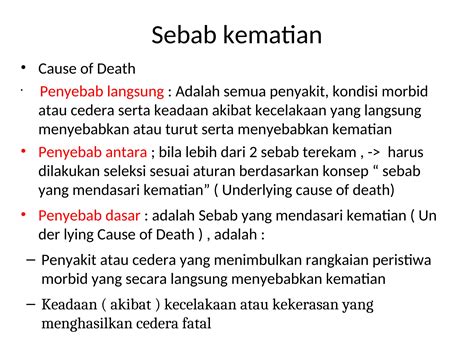 penentuan penyebab dasar kematianppt