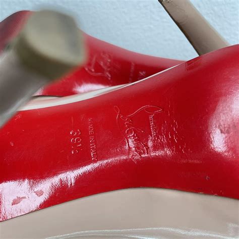 Nude Patent Leather Peep Toe Christian Louboutins Depop