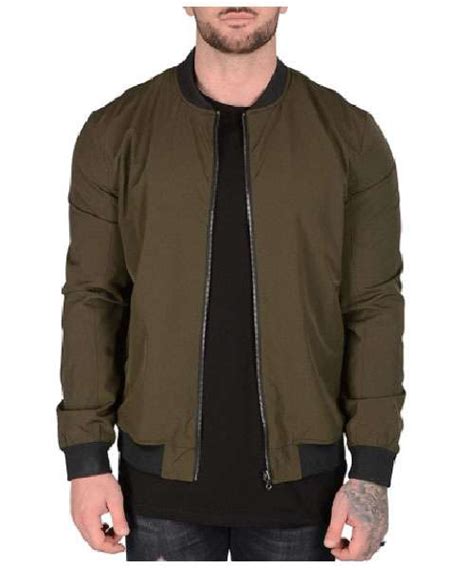 Mens Riley Ma 1 Olive Green Bomber Jacket