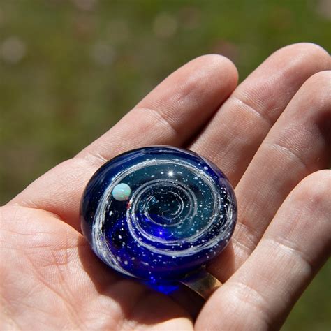 Space Glass Planet Paperweight With Opal Galaxy Paperweight Etsy