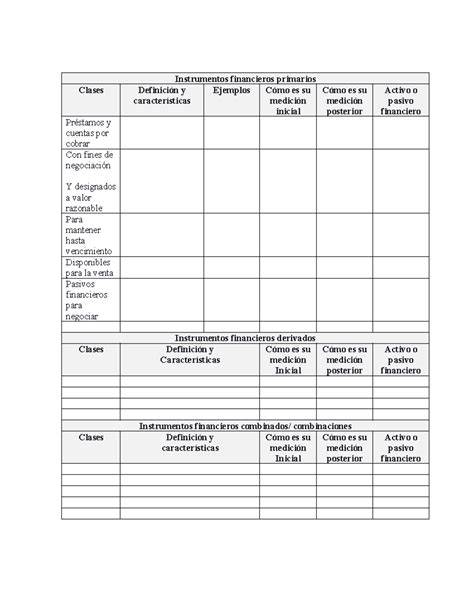 Cuadro Comparativo Instrumentos Financieros Instrumentos Financieros