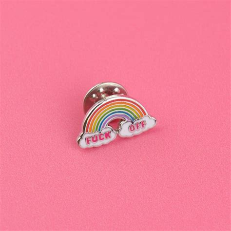 Fuck Off Rainbow With Clouds Pin Badge Hard Enamel Nickel Free Brooch Cute Feminist Kawaii