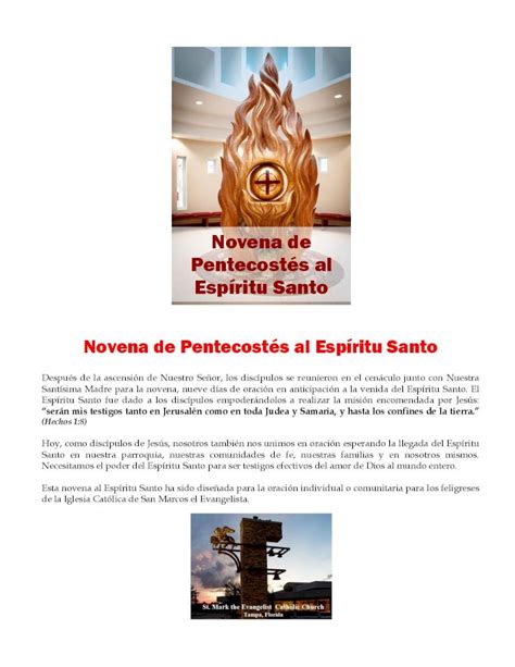 Pdf Novena De Pentecost S Al Esp Ritu Santo Novena De Pentecost S