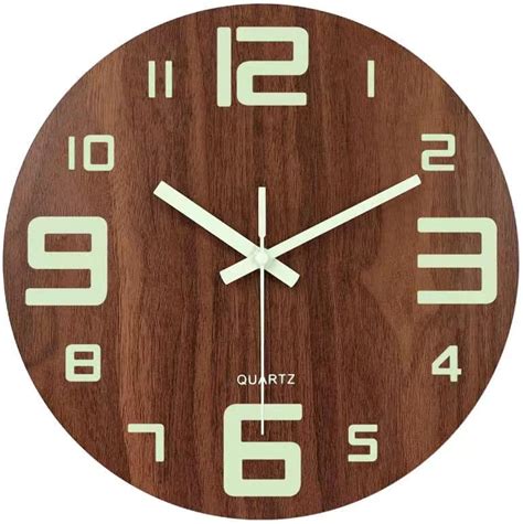 Topkey Horloge Murale Lumineuse De 30 5 Cm Silencieuse En Bois Avec