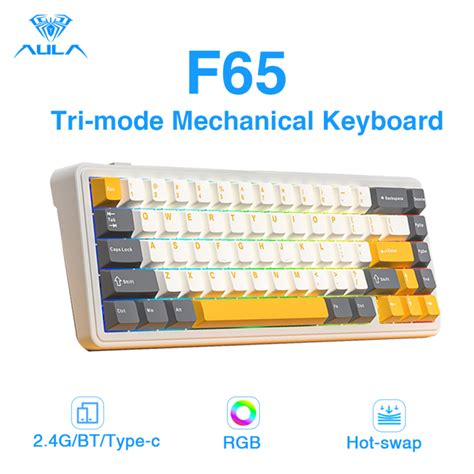 Aula Keys Tri Mode Mechanical Keyboard With Rgb Backlit Bluetooth G Type C Connection Hot