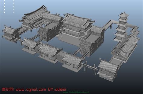 古建古代建筑中式建筑寺庙建筑群3d模型mb格式中式建筑模型下载 摩尔网cgmol